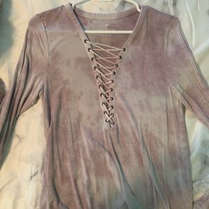 Strappy tie dye soft and sexy long sleeve